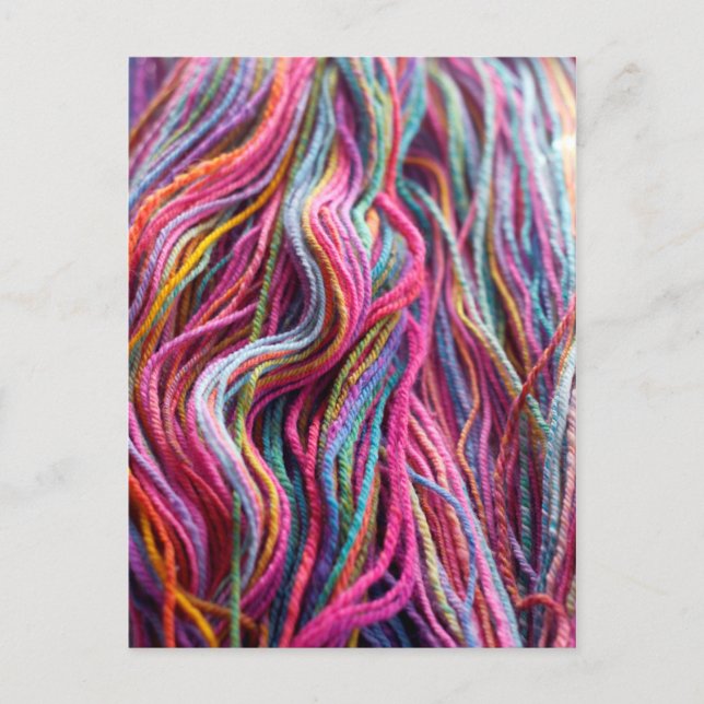 Colorful Yarn Magenta Pink Knitting Postcard (Front)