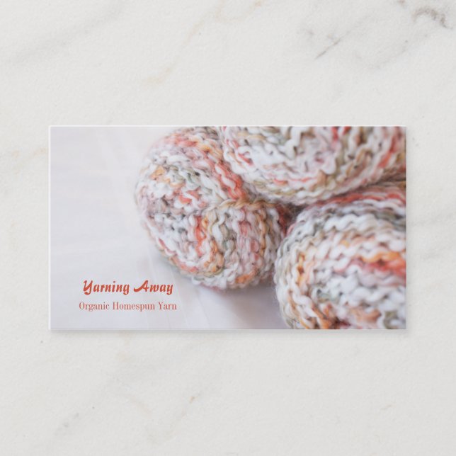 Colorful yarn photo customizable business cards (Front)