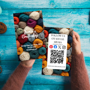 Colorful Yarn Skeins Craft Business Card QR Code