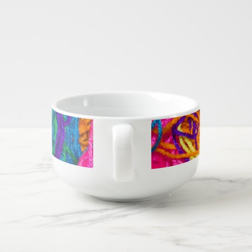 Colorful Yarn Tangles Abstract Crochet Knitting Soup Mug