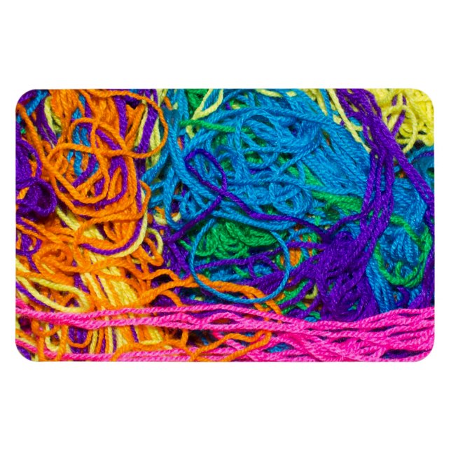 Colorful Yarn Tangles Crochet Knitting Photography Magnet (Horizontal)