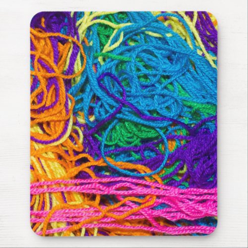 Colorful Yarn Tangles Crochet Knitting Photography Mouse Pad