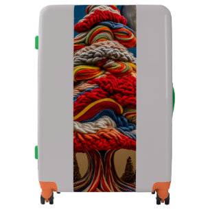 Colorful Yarn Texture Tree Art Luggage – Vibrant