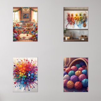 Colorful Yarn Wall Art – Vibrant Crochet & Knittin Sets