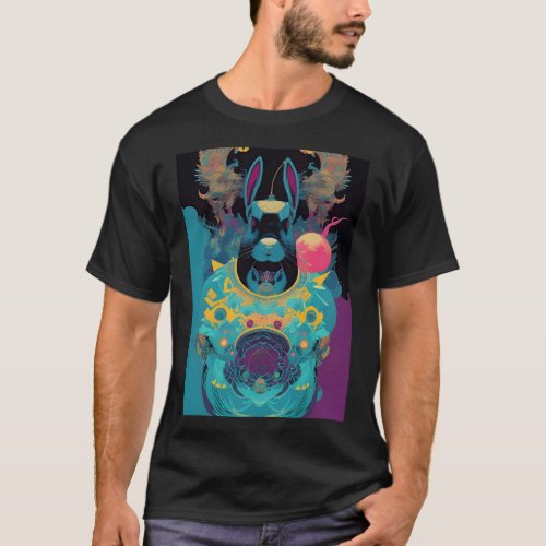 Colorful Year of the Rabbit 08 AI Art T_Shirt