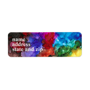 Colorful year-round original art return address label