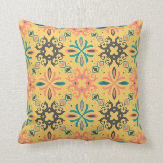 Colorful Yellow Abstract Geometric Pattern  Throw Pillow
