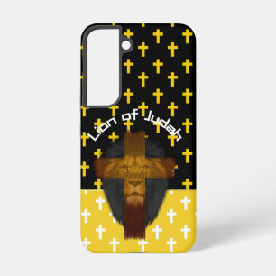 Colorful Yellow Black White Cross Lion of Judah Samsung Galaxy S22 Case