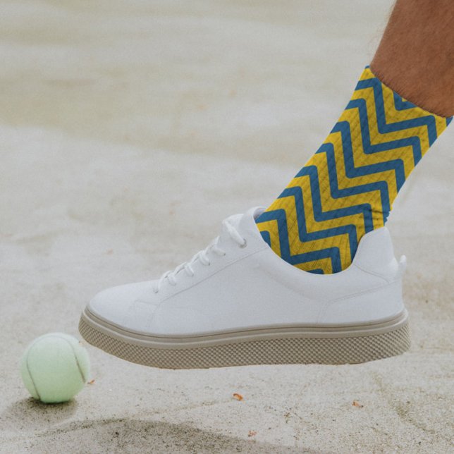 Colorful Yellow Blue Chevron Modern Zig Zag  Socks (Creator Uploaded)