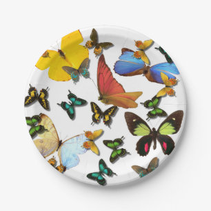 Colorful Yellow Blue Green Butterflies for picnics Paper Plates