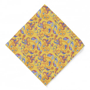 Colorful Yellow Blue Red Paisley Bandana