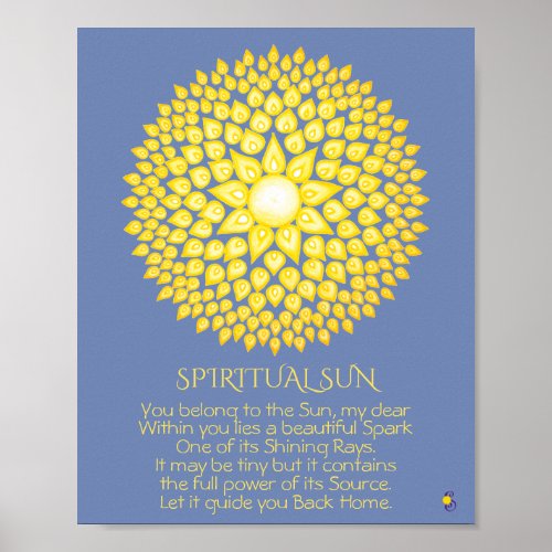 Colorful Yellow Blue Spiritual Sun Mandala Poster