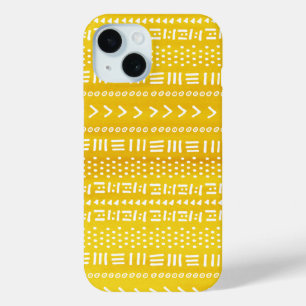 Colorful Yellow Boho Stripes Pattern iPhone 15 Case