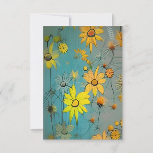 Colorful yellow daffodils flowers green thank you card