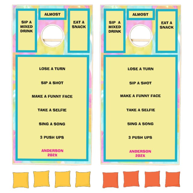 Colorful Yellow Drinking Game Cornhole Set (Set)