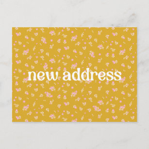 Colorful Yellow Floral We Moved New Home Moving Postcard