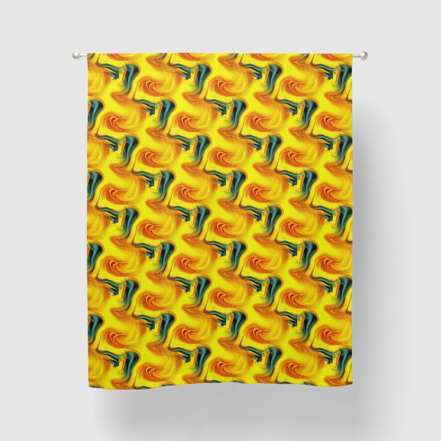 Colorful Yellow Green And Orange Abstract  Blackout Curtains (Front)