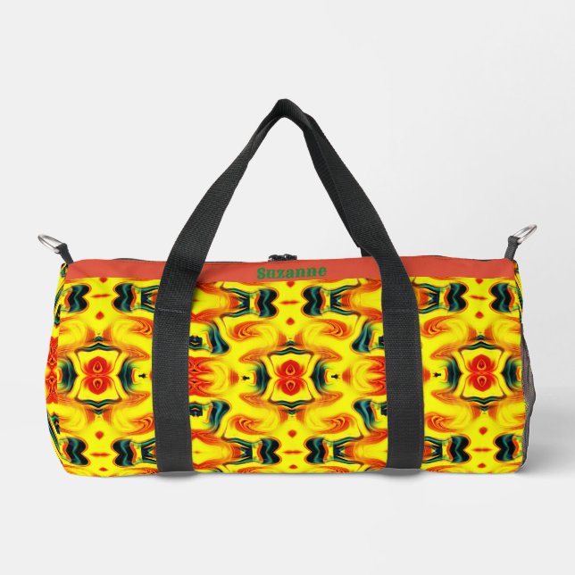 Colorful Yellow Orange Green Swirls Abstract     Duffle Bag (Front)