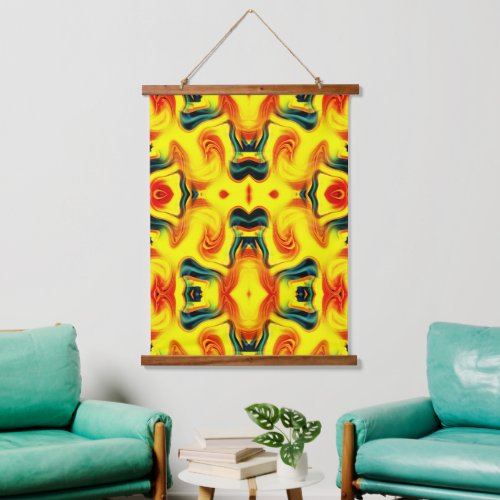 Colorful Yellow Orange Green Swirls Abstract       Hanging Tapestry