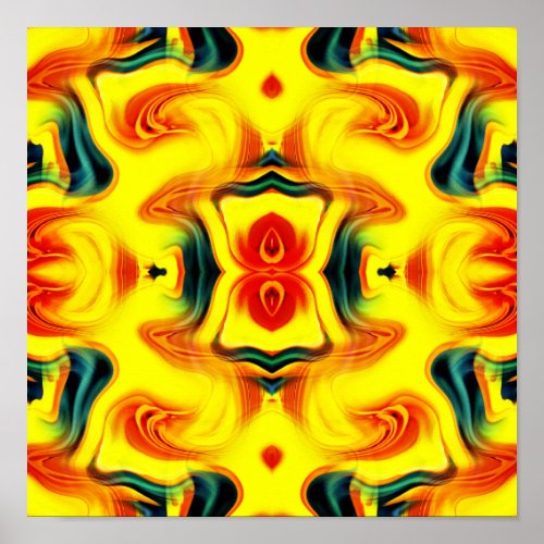 Colorful Yellow Orange Green Swirls Abstract     Poster