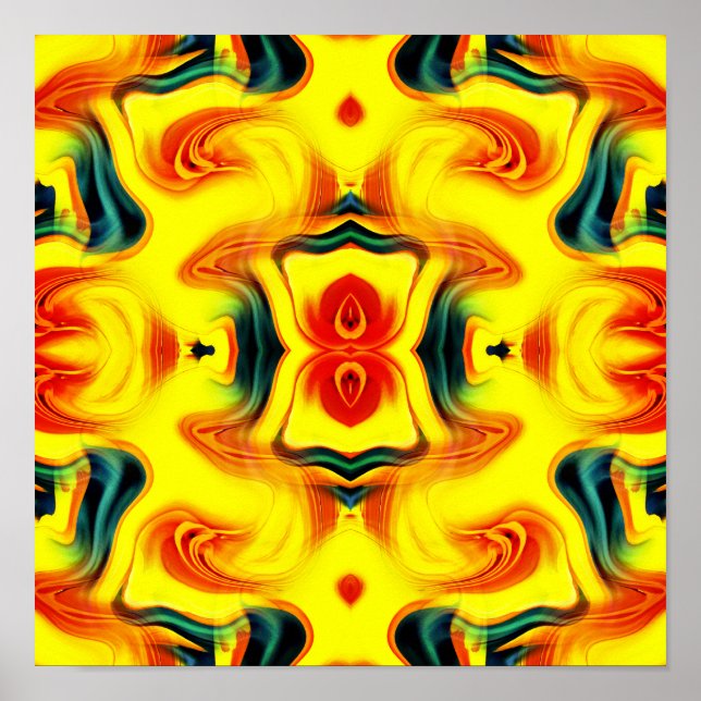Colorful Yellow Orange Green Swirls Abstract     Poster (Front)