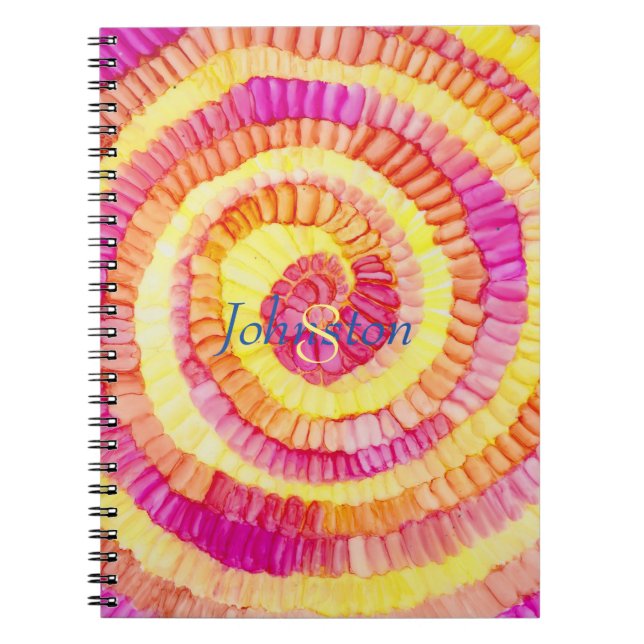 Colorful Yellow, Orange, Pink Pinwheel Personalize Notebook (Front)