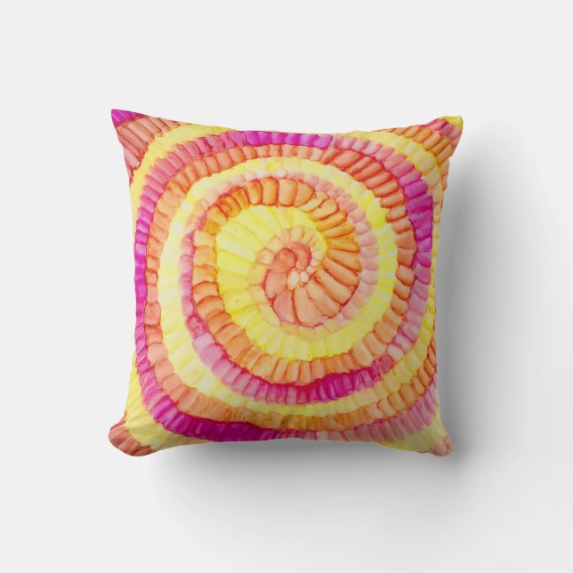 Colorful Yellow, Orange, Pink Pinwheel Throw Pillow (Front)