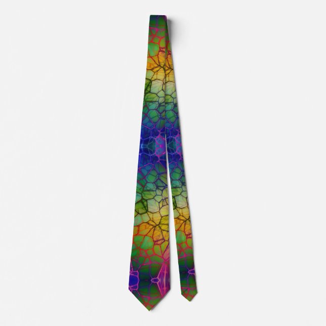 Colorful Yellow Orange Purple Mosaic Abstract  Neck Tie (Front)