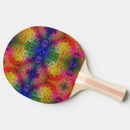 Colorful Yellow Orange Purple Mosaic Abstract  Ping Pong Paddle