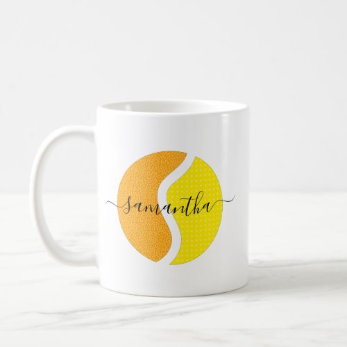 Colorful Yellow Orange Tennis Ball Personalized    Coffee Mug