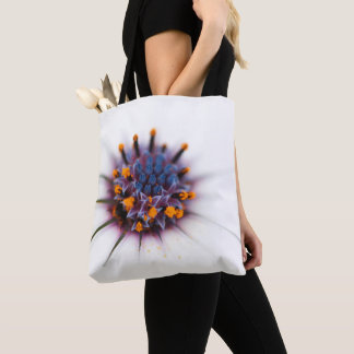 Colorful Yellow Purple and White flower center Tote Bag