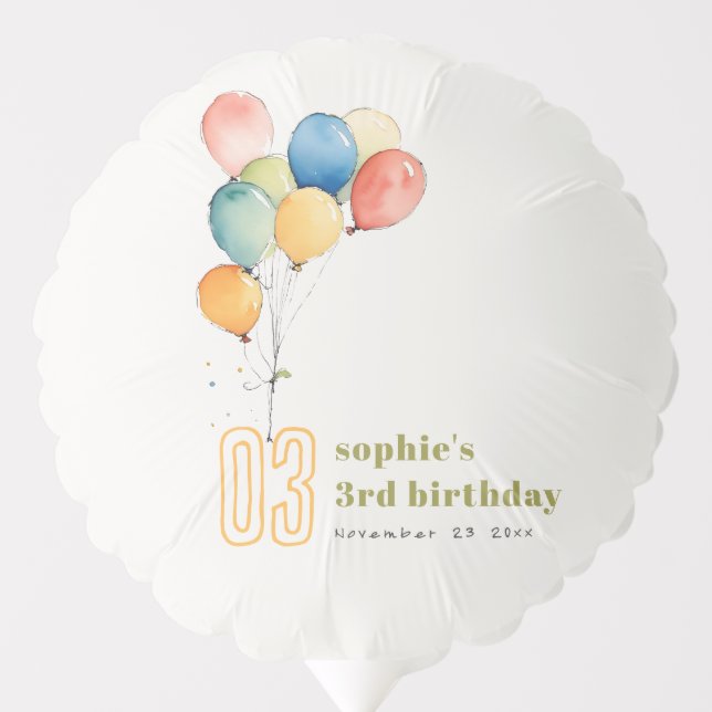 Colorful Yellow Red Green Balloons Kids Birthday (Front)