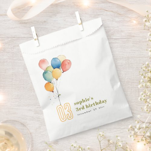 Colorful Yellow Red Green Balloons Kids Birthday Favor Bag
