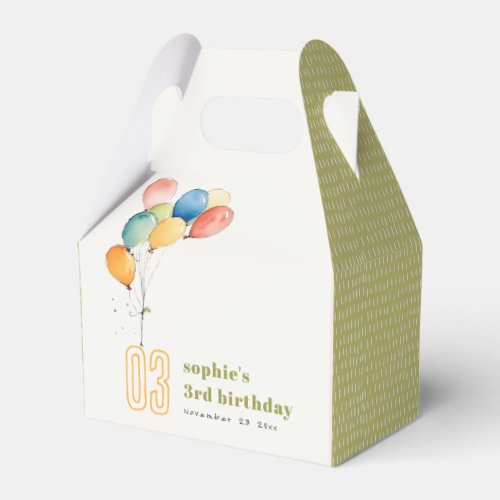 Colorful Yellow Red Green Balloons Kids Birthday Favor Boxes