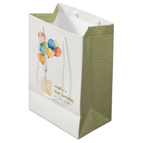 Colorful Yellow Red Green Balloons Kids Birthday Medium Gift Bag