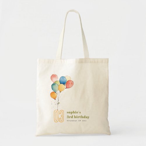 Colorful Yellow Red Green Balloons Kids Birthday Tote Bag