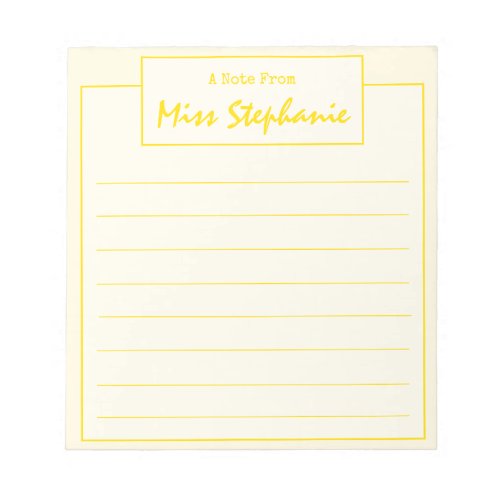 Colorful Yellow Script From Teacher Notepad