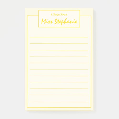 Colorful Yellow Script From Teacher Post-it Notes