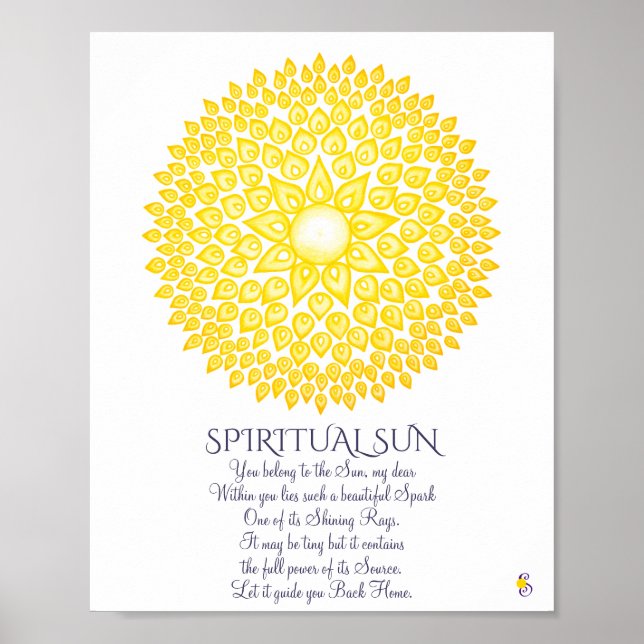 Colorful Yellow Spiritual Sun Mandala Poster (Front)