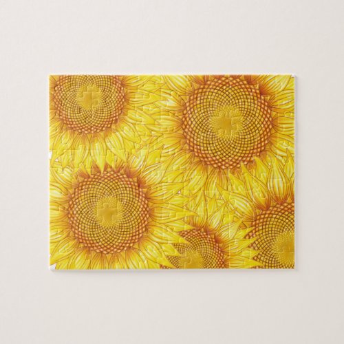 Colorful Yellow Sunflower Pattern Jigsaw Puzzle