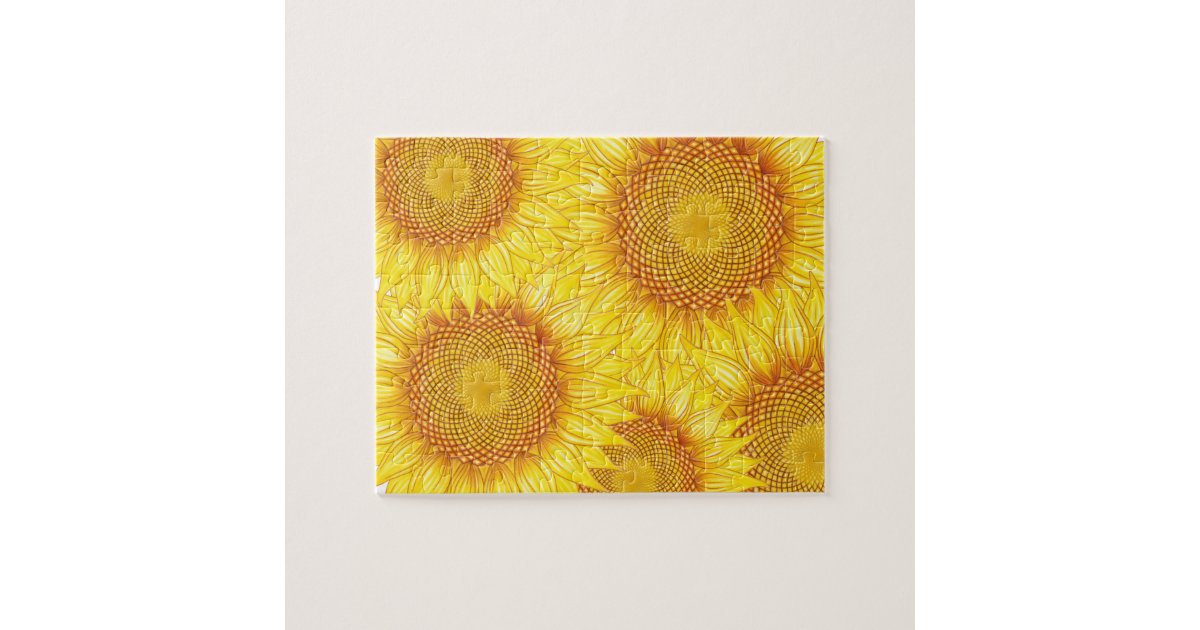 Colorful Yellow Sunflower Pattern Jigsaw Puzzle | Zazzle