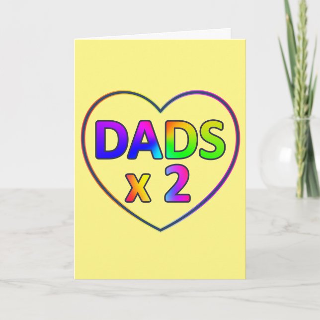 Colorful Yellow Two Dads Card (Front)