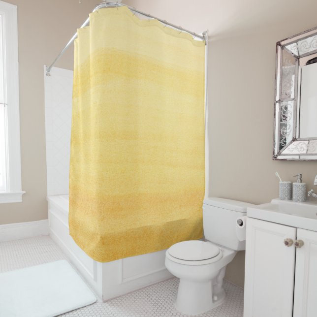 Colorful Yellow Watercolor Ombre Pattern Shower Curtain (In Situ)