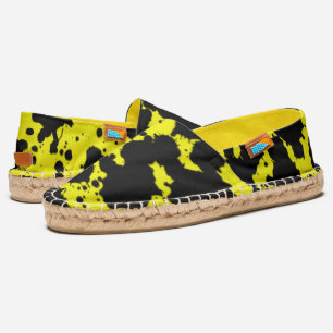 Colorful Yellow with Black Ink Spots Espadrilles