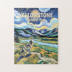 Colorful Yellowstone National Park Wolf Howling Jigsaw Puzzle