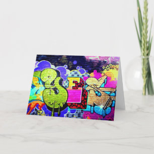 Colorful Yes Graffiti Art Note Birthday Card
