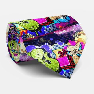 Colorful Yes Graffiti Pattern Art Tie