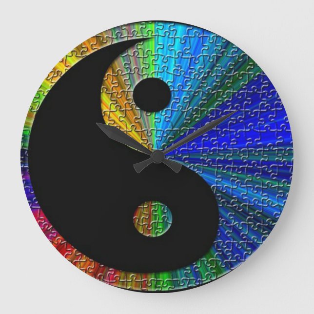 Colorful Yin And Yang Puzzle Large Clock (Front)