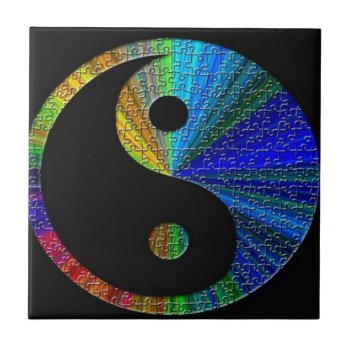 Colorful Yin And Yang Puzzle Tile by Recipecard at Zazzle