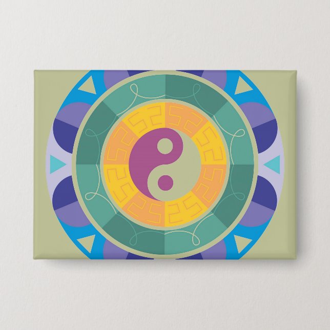 Colorful Yin Yang Pattern Button (Front)